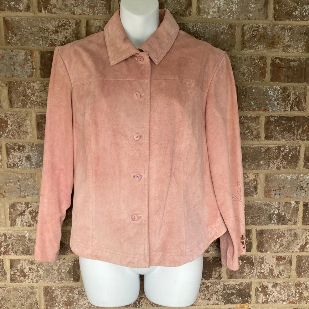 Laser Cut CWC Leather Jacket Pink Size Medium